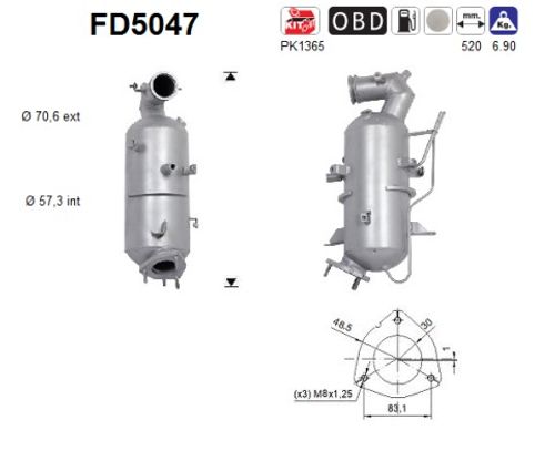 Image du produit pour Filtre à particules / à suie, échappement