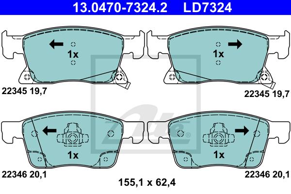 Kit de plaquettes de frein, frein à disque ATE Ceramic | ATE