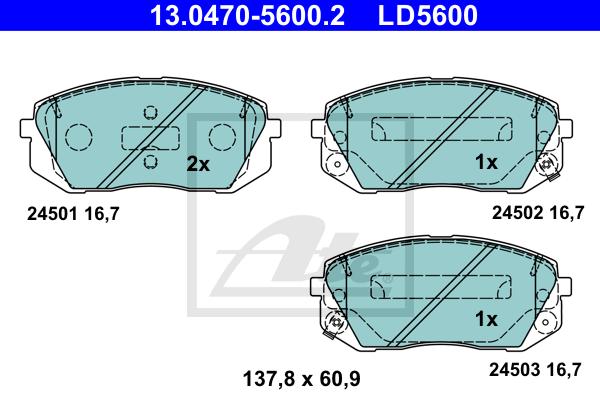 Kit de plaquettes de frein, frein à disque | ATE