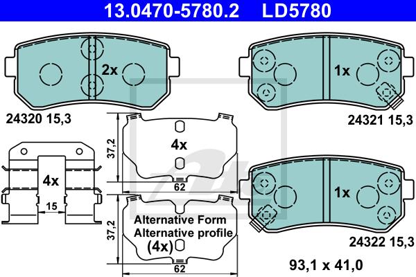 Kit de plaquettes de frein, frein à disque ATE Ceramic | ATE