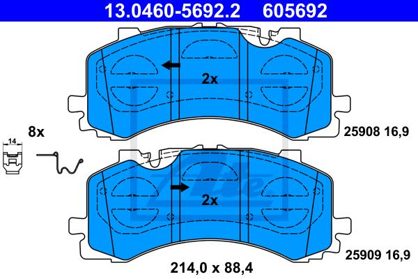 Kit de plaquettes de frein, frein à disque | ATE
