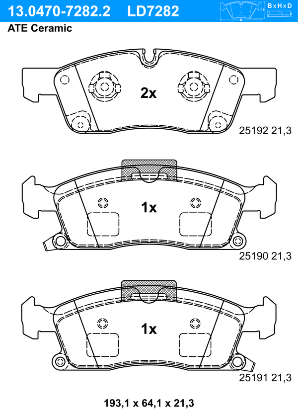 Kit de plaquettes de frein, frein à disque ATE Ceramic | ATE