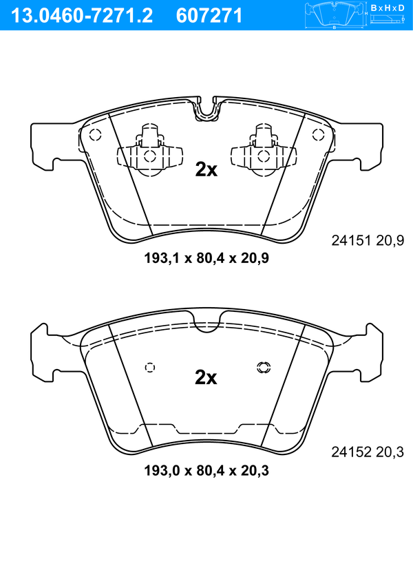 Jeu de 4 plaquettes de frein | ATE