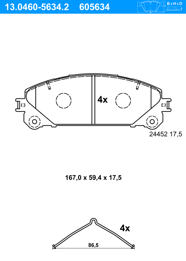 Jeu de 4 plaquettes de frein | ATE