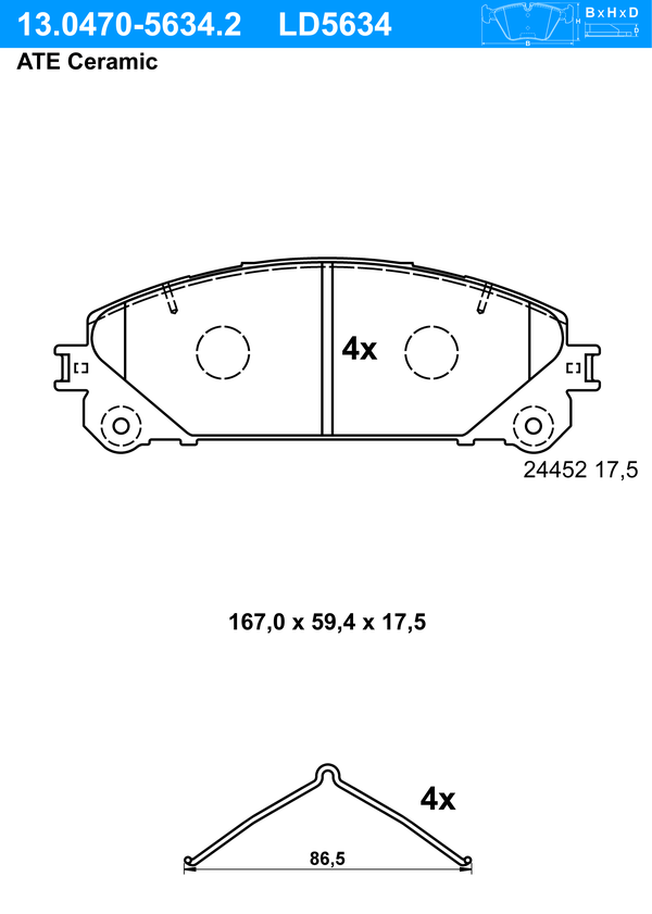 Kit de plaquettes de frein, frein à disque ATE Ceramic | ATE