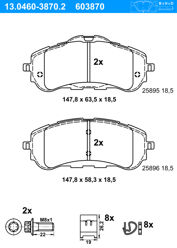 Jeu de 4 plaquettes de frein | ATE
