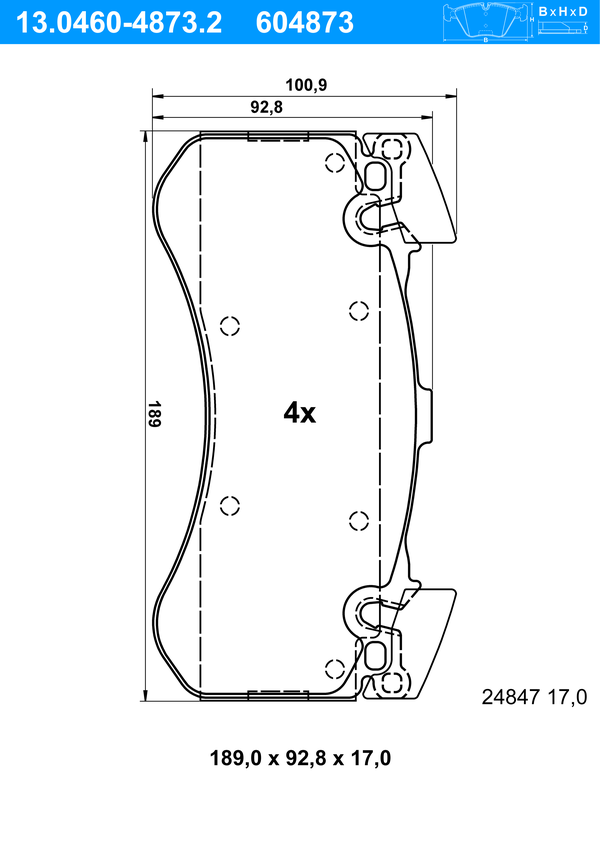 Jeu de 4 plaquettes de frein | ATE