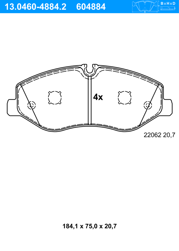 Jeu de 4 plaquettes de frein | ATE