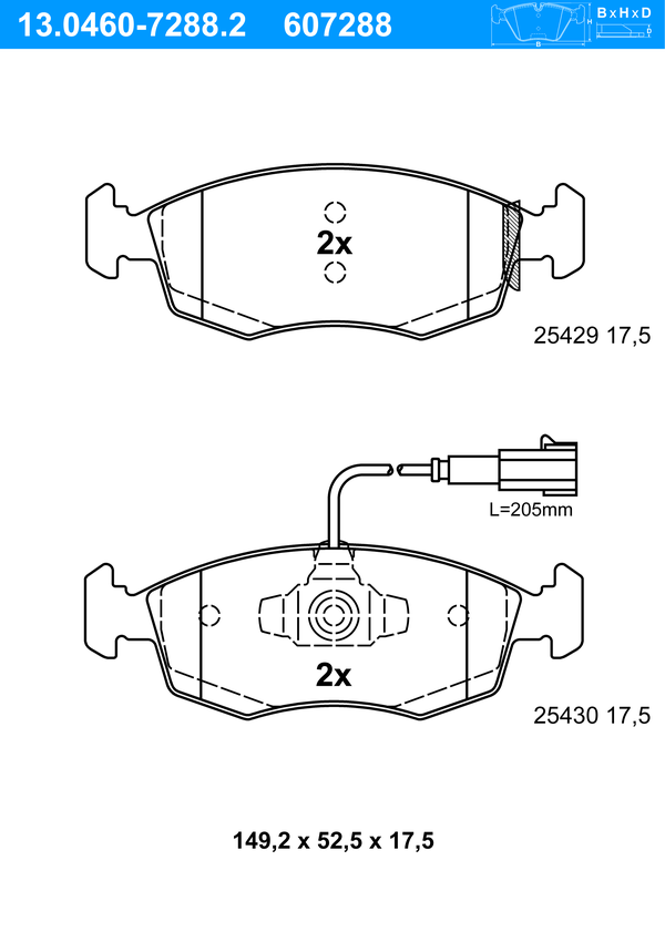 Jeu de 4 plaquettes de frein | ATE