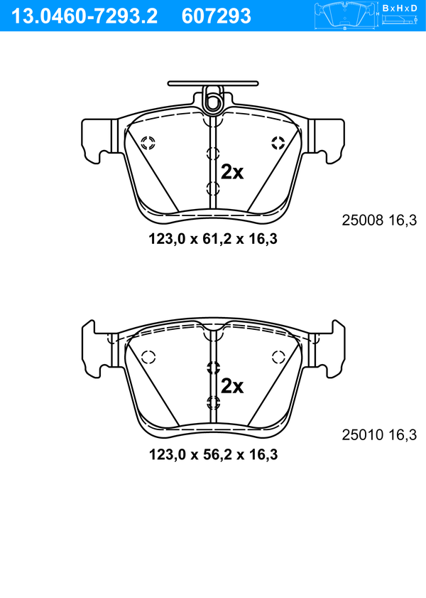 Jeu de 4 plaquettes de frein | ATE