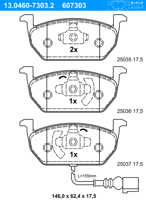 Jeu de 4 plaquettes de frein | ATE