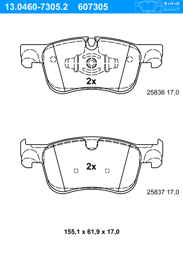 Jeu de 4 plaquettes de frein | ATE