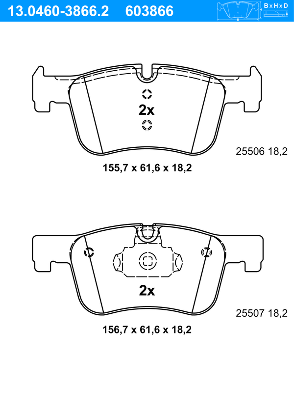 Jeu de 4 plaquettes de frein | ATE