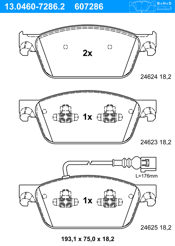 Jeu de 4 plaquettes de frein | ATE