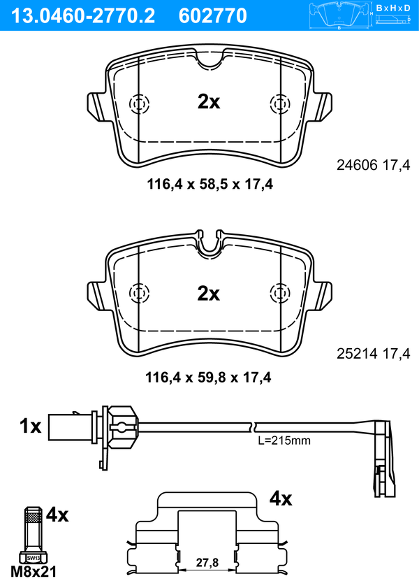 Jeu de 4 plaquettes de frein | ATE