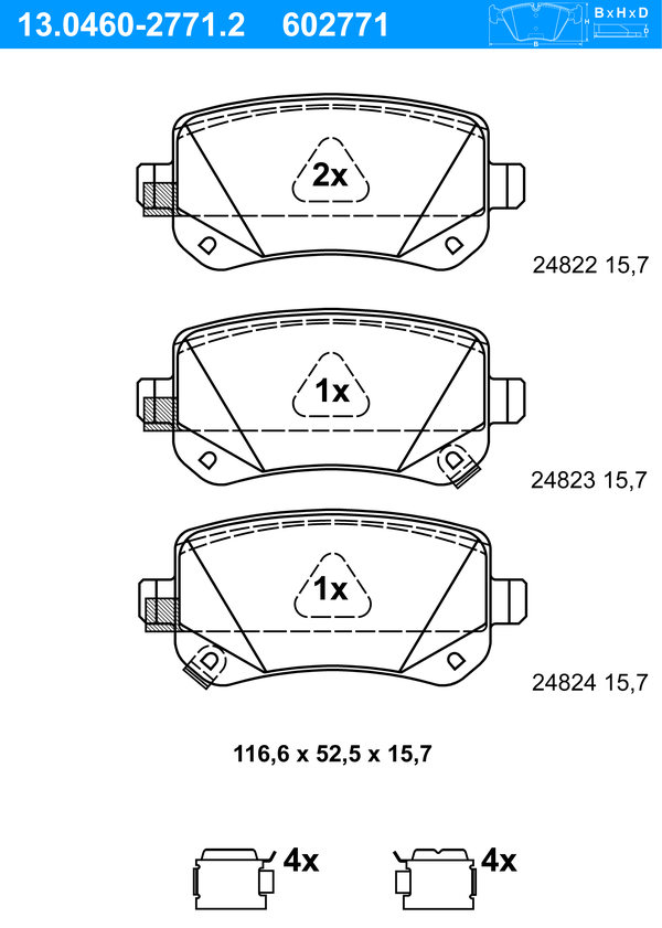 Jeu de 4 plaquettes de frein | ATE