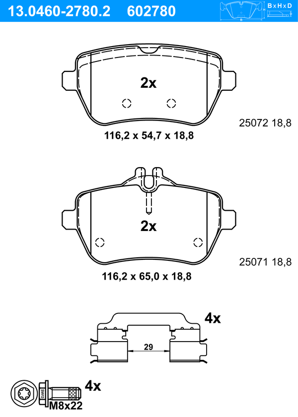 Jeu de 4 plaquettes de frein | ATE