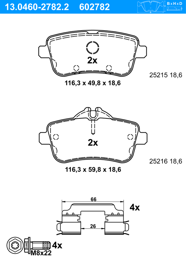 Jeu de 4 plaquettes de frein | ATE