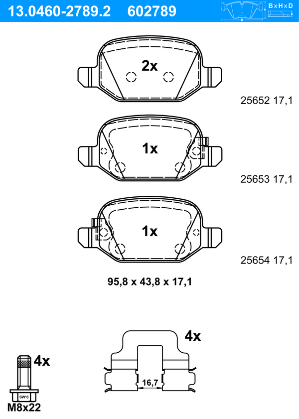 Jeu de 4 plaquettes de frein | ATE