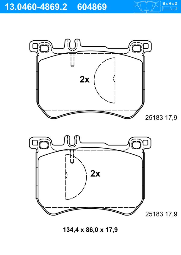 Jeu de 4 plaquettes de frein | ATE