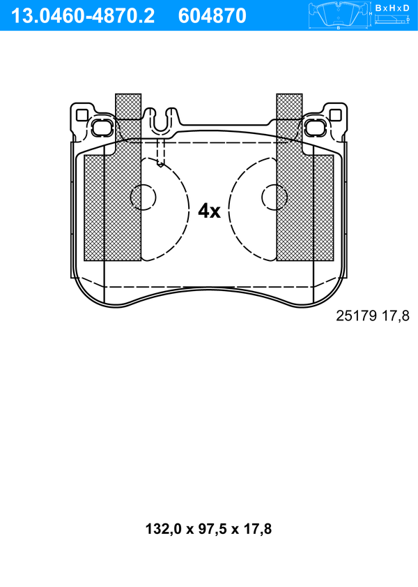 Jeu de 4 plaquettes de frein | ATE