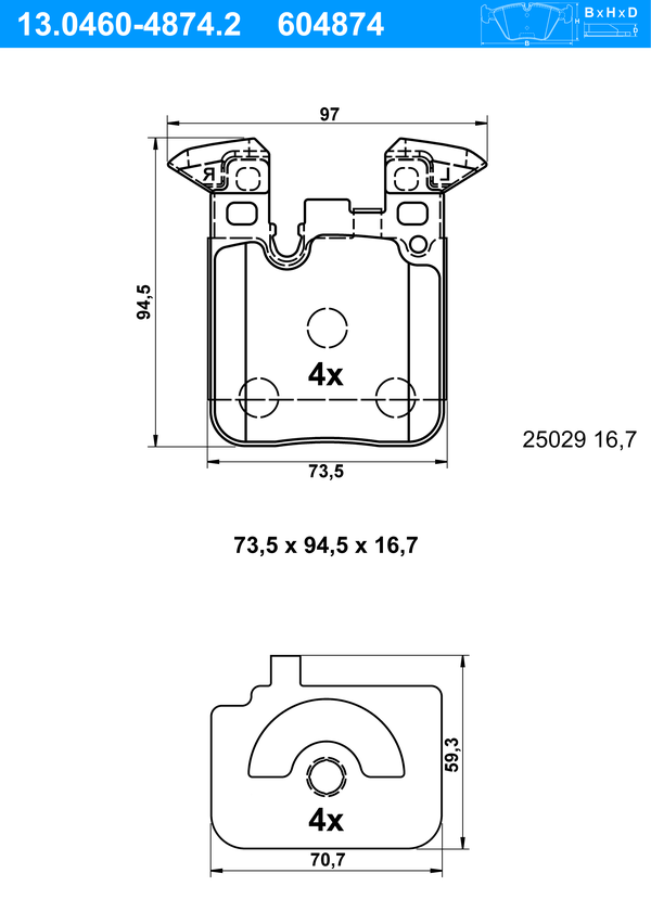 Jeu de 4 plaquettes de frein | ATE