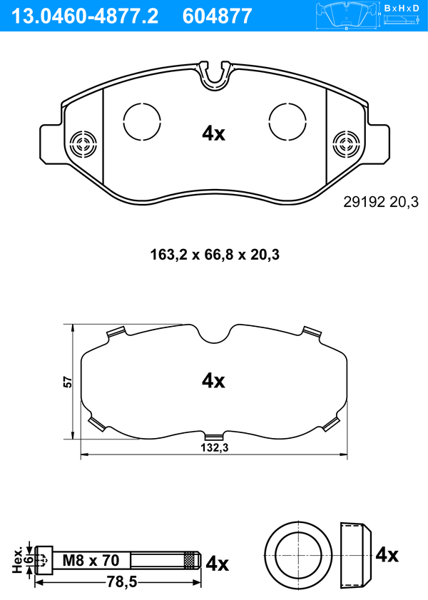 Jeu de 4 plaquettes de frein | ATE