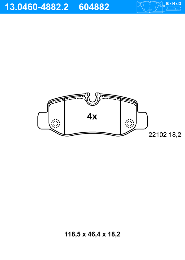 Jeu de 4 plaquettes de frein | ATE