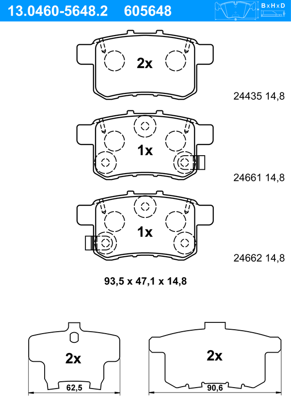 Jeu de 4 plaquettes de frein | ATE