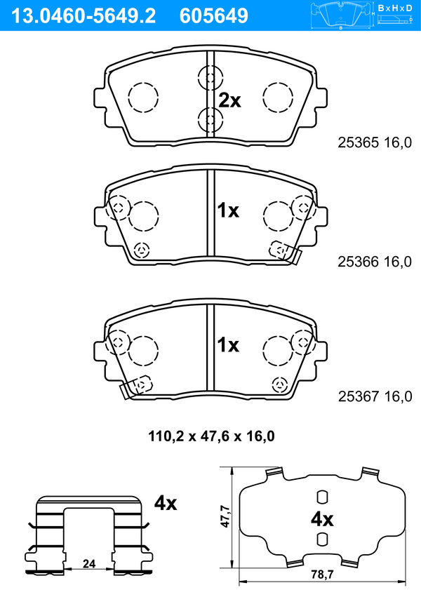 Jeu de 4 plaquettes de frein | ATE