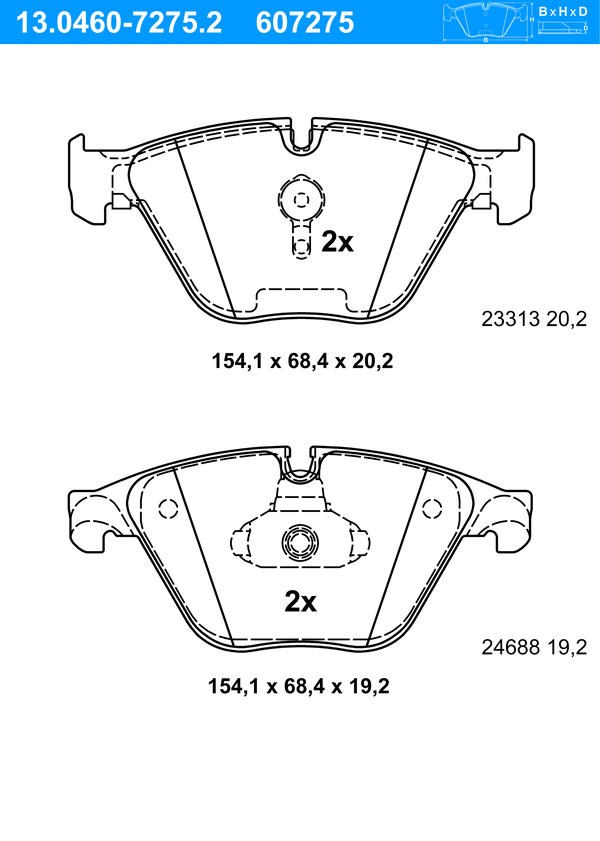 Jeu de 4 plaquettes de frein | ATE