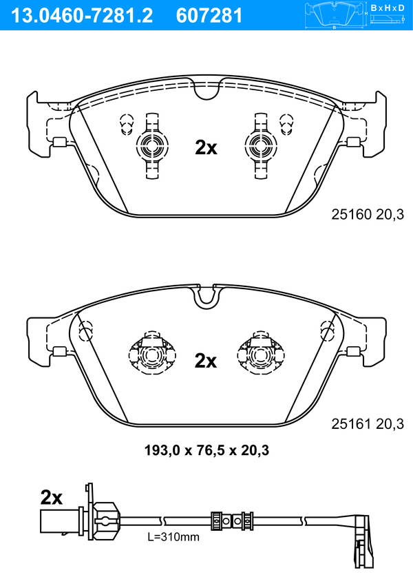 Jeu de 4 plaquettes de frein | ATE