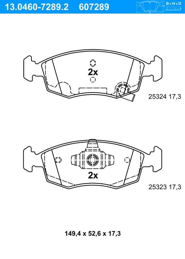 Jeu de 4 plaquettes de frein | ATE