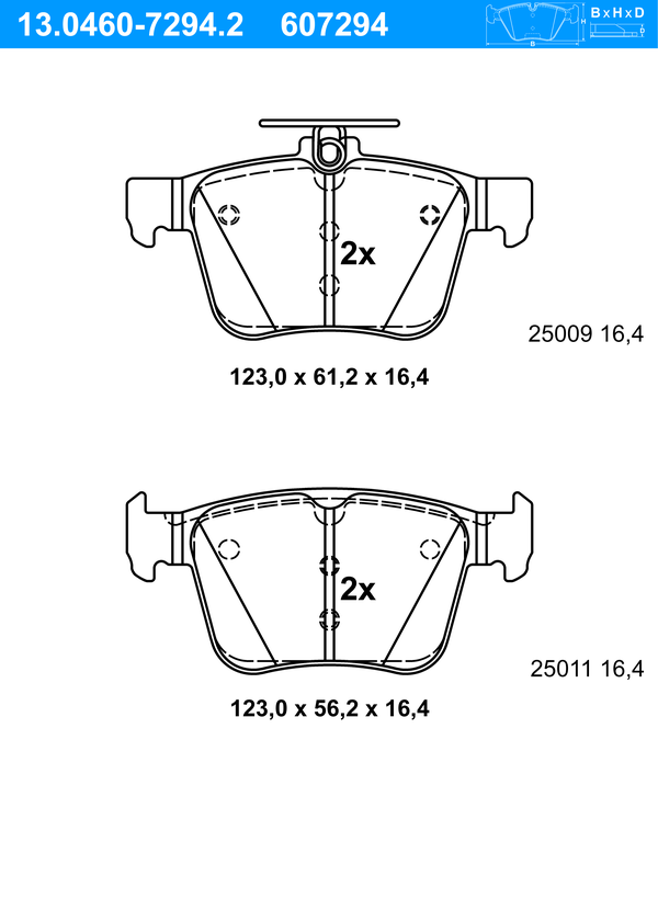 Jeu de 4 plaquettes de frein | ATE