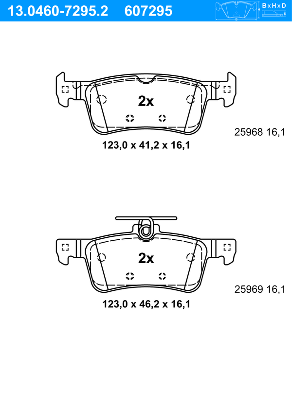 Jeu de 4 plaquettes de frein | ATE