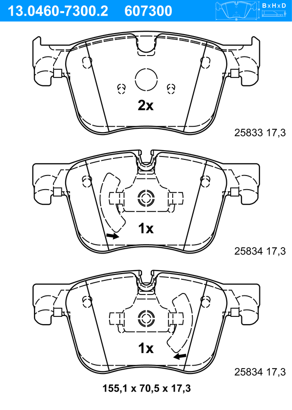Jeu de 4 plaquettes de frein | ATE