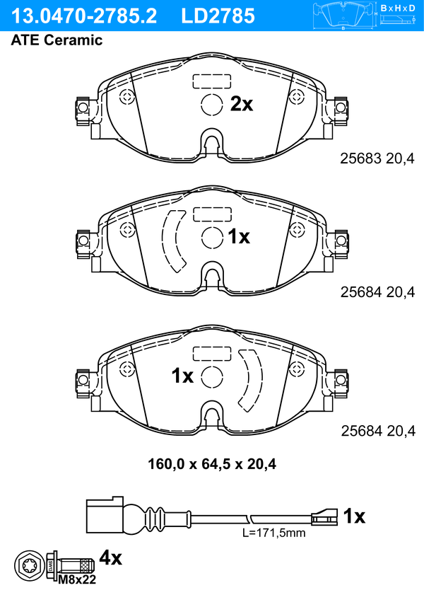Kit de plaquettes de frein, frein à disque ATE Ceramic | ATE