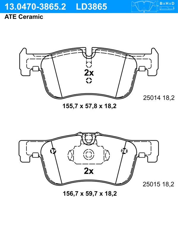 Kit de plaquettes de frein, frein à disque ATE Ceramic | ATE
