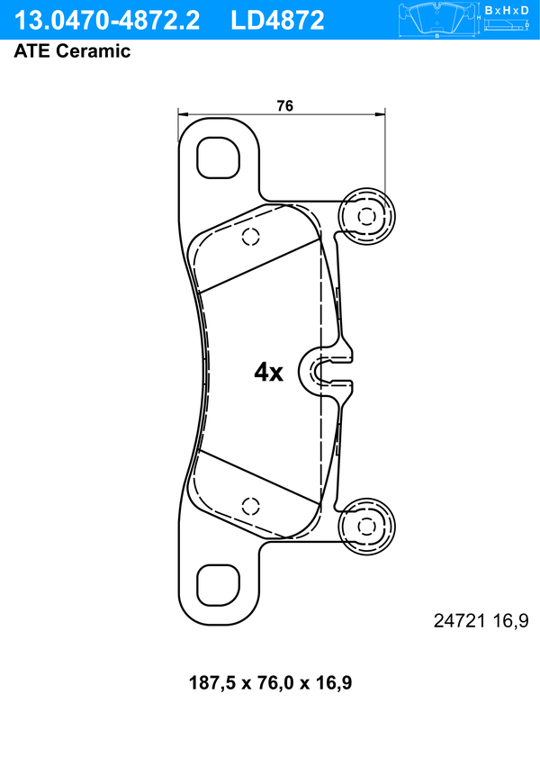 Kit de plaquettes de frein, frein à disque ATE Ceramic | ATE