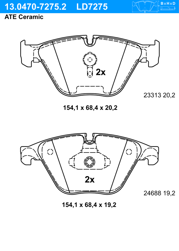 Kit de plaquettes de frein, frein à disque ATE Ceramic | ATE