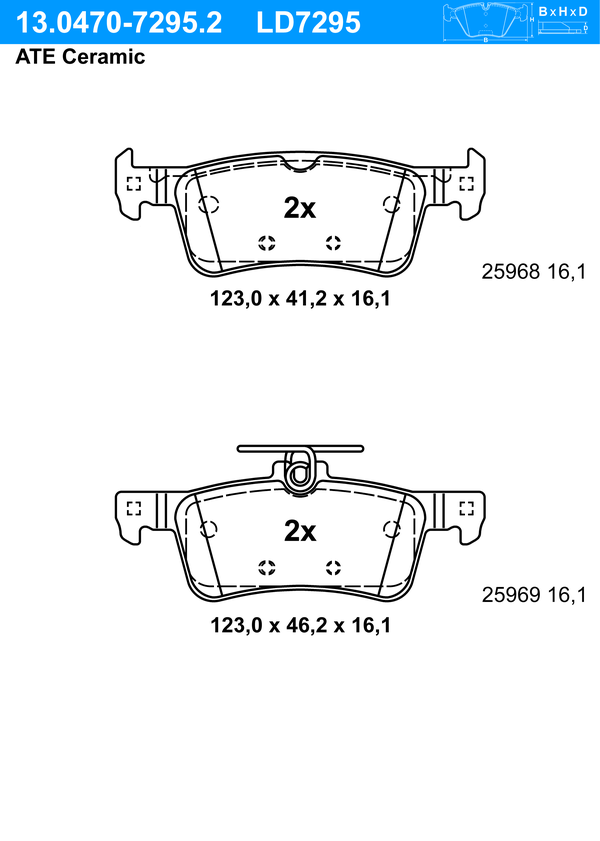 Kit de plaquettes de frein, frein à disque ATE Ceramic | ATE