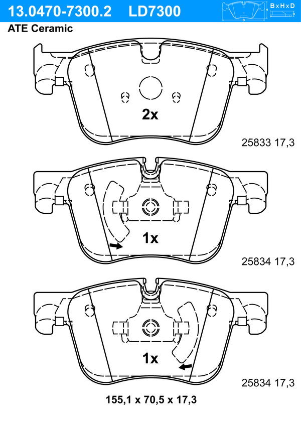 Kit de plaquettes de frein, frein à disque ATE Ceramic | ATE