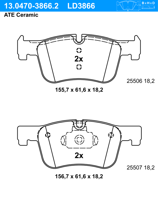 Kit de plaquettes de frein, frein à disque ATE Ceramic | ATE