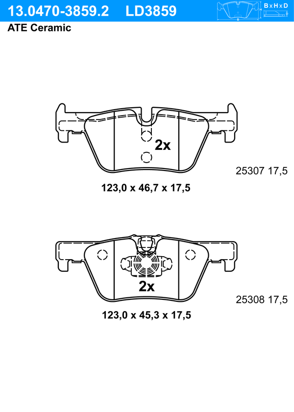 Kit de plaquettes de frein, frein à disque ATE Ceramic | ATE