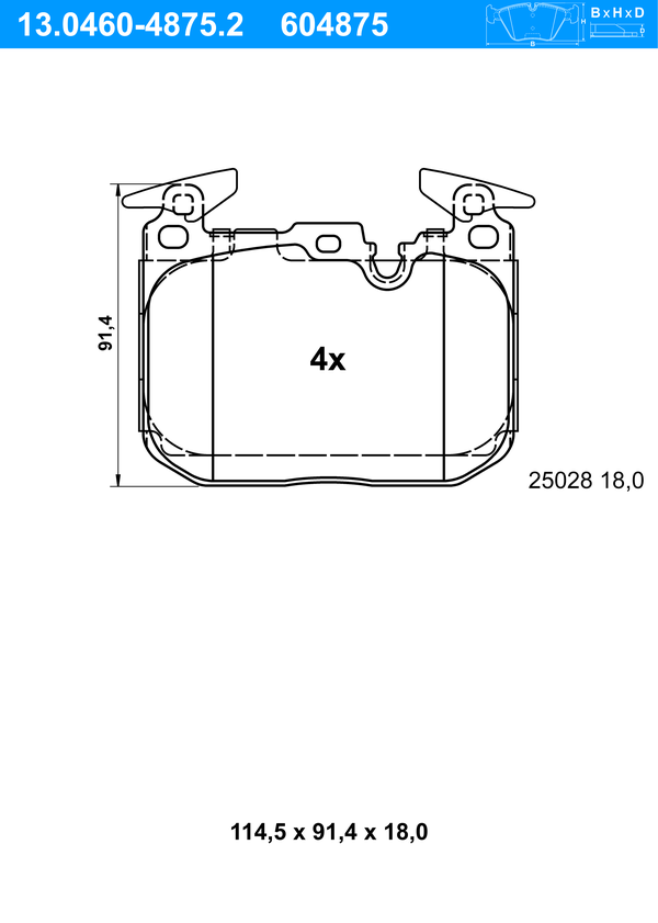 Jeu de 4 plaquettes de frein | ATE