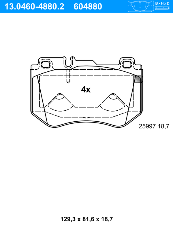 Jeu de 4 plaquettes de frein | ATE