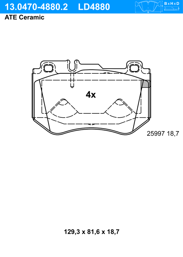 Kit de plaquettes de frein, frein à disque ATE Ceramic | ATE