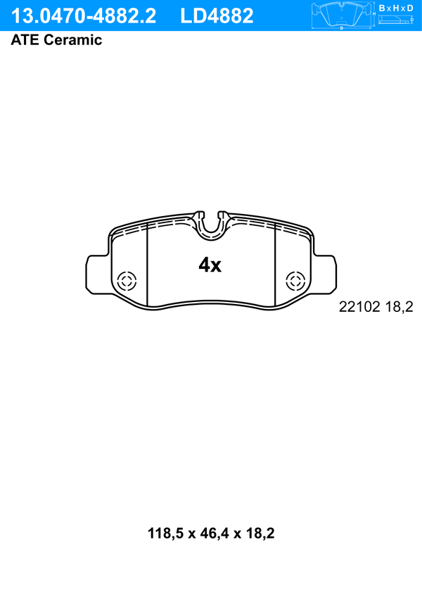 Kit de plaquettes de frein, frein à disque ATE Ceramic | ATE