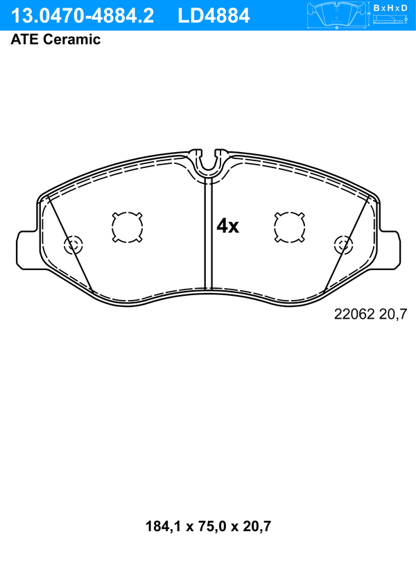 Kit de plaquettes de frein, frein à disque ATE Ceramic | ATE