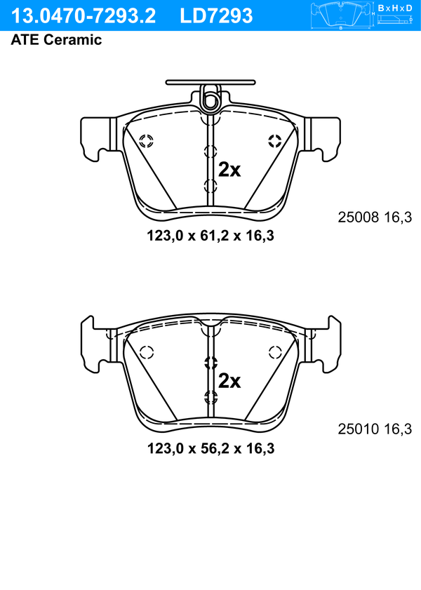 Kit de plaquettes de frein, frein à disque ATE Ceramic | ATE